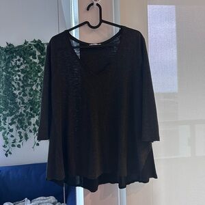 zara half long sleeve dark grey top with black detailing at the back